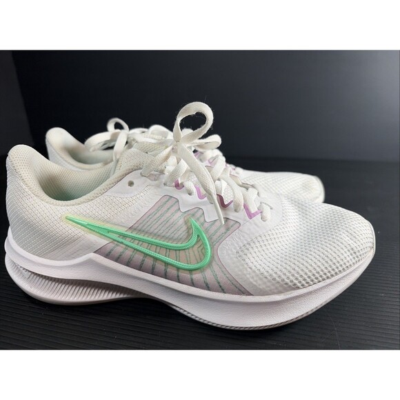 Nike Downshifter 11 Women's Size 7.5 White/Green Glow Running Shoes - Picture 1 of 11